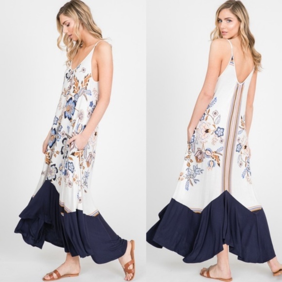 014 boho Floral Print Cami Maxi Dress - Picture 2 of 2